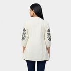 Women's White Round Neck Solid Kurti, सफ़ेद, small