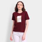 Ladies' Round Neck T-Shirt, Wine, small image number null