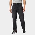 Men's Black Straight Fit Faded Jeans, काला, small