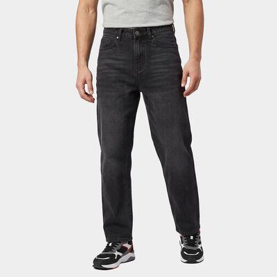 Men's Black Straight Fit Faded Jeans