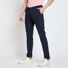 Men's Slim Fit Casual Trousers , Navy Blue, small image number null
