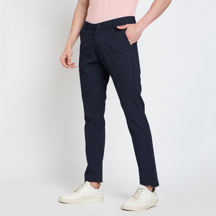 Men's Slim Fit Casual Trousers , Navy Blue, large image number null