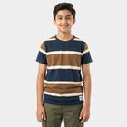 Boys Brown Round Neck Casual T-Shirt, भूरा, small