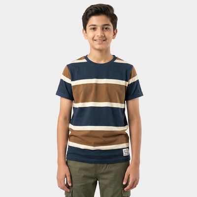Boys Brown Round Neck Casual T-Shirt