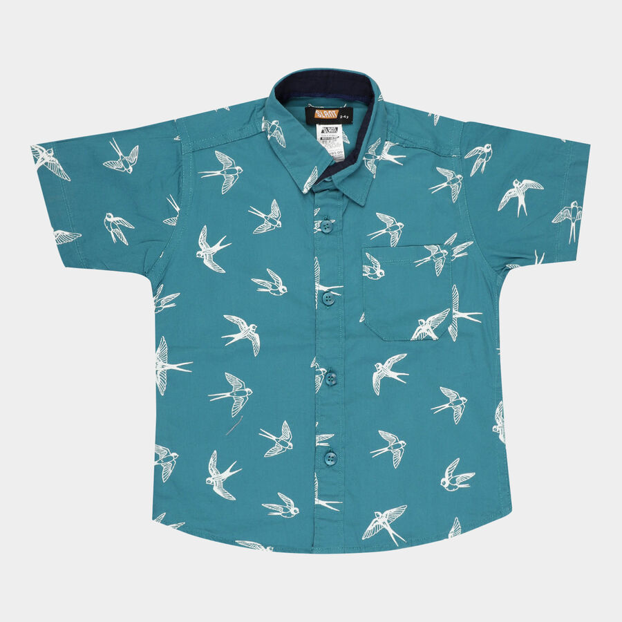 Boys Cotton Casual Shirt, Teal Blue, large image number null