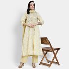 Ladies' 100% Cotton Kurta Pyjama Set with Dupatta, पीला, small image number null