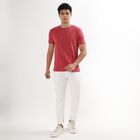 Men's Round Neck Half Sleeves T-Shirt , Red, small