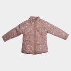 Girls' Pink Stand Collar Puffer Jacket, Pink, small