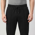 Men's Black Slim Fit Drawstring Waist Track Pants, काला, small