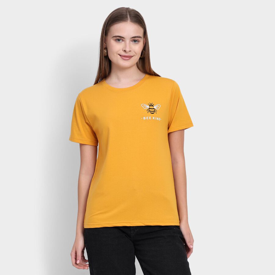 Ladies' Round Neck T-Shirt, मस्टर्ड, large image number null
