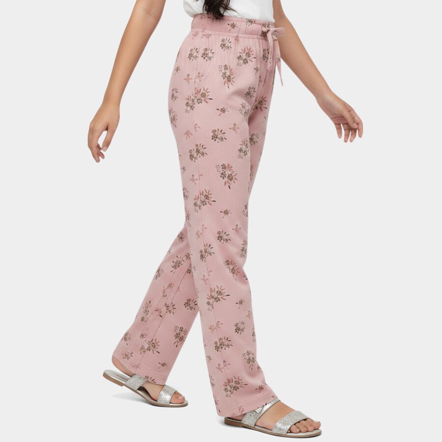 Girls' Lavender Regular-Fit Heart Printed Pyjama, Light Pink, large