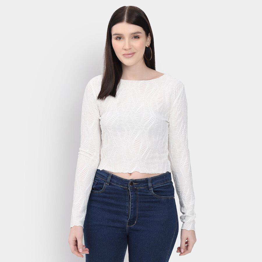 Ladies'  Crop  Top, White, large image number null