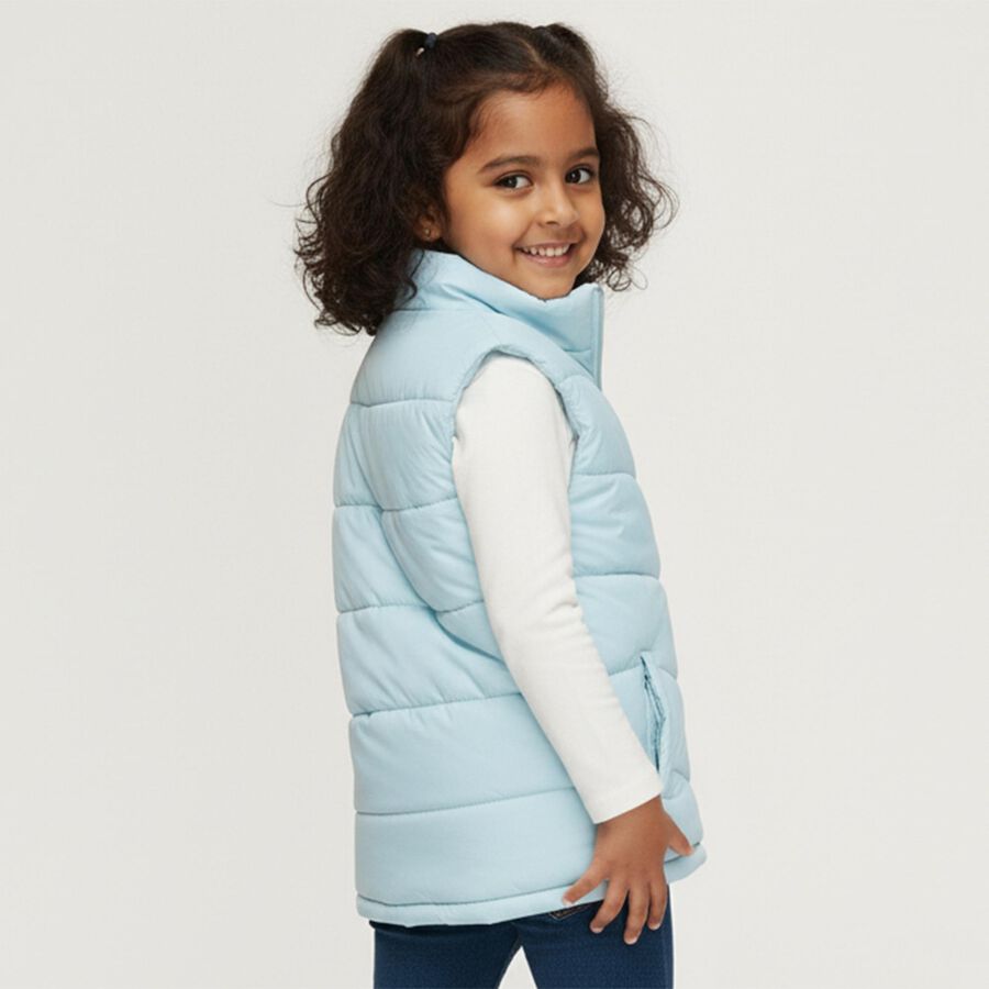 Girls' Light Blue High Neck Sleeveless Jacket, Light Blue, large image number null