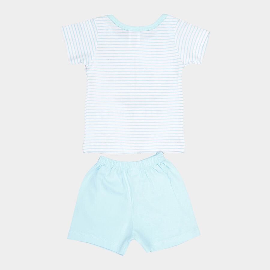 Infants Cotton Boat Neck Baba Suit, Light Blue, large image number null