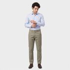 Men's Light Grey Slim Fit Flat-Front Chino Trousers, Light Grey, small