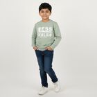 Boys Light Sage Green Crew Neck Casual Sweatshirt, हल्का हरा, small image number null