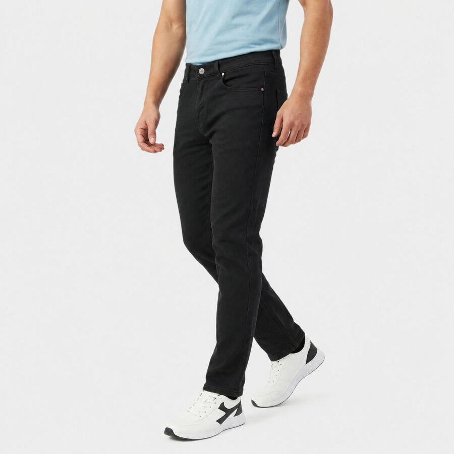 Men's Dark Grey Slim Fit Solid Jeans, गहरा ग्रे, large