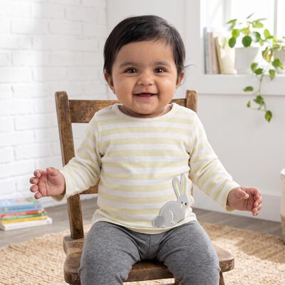 Infants Yellow Cotton Round Neck Regular T-Shirt