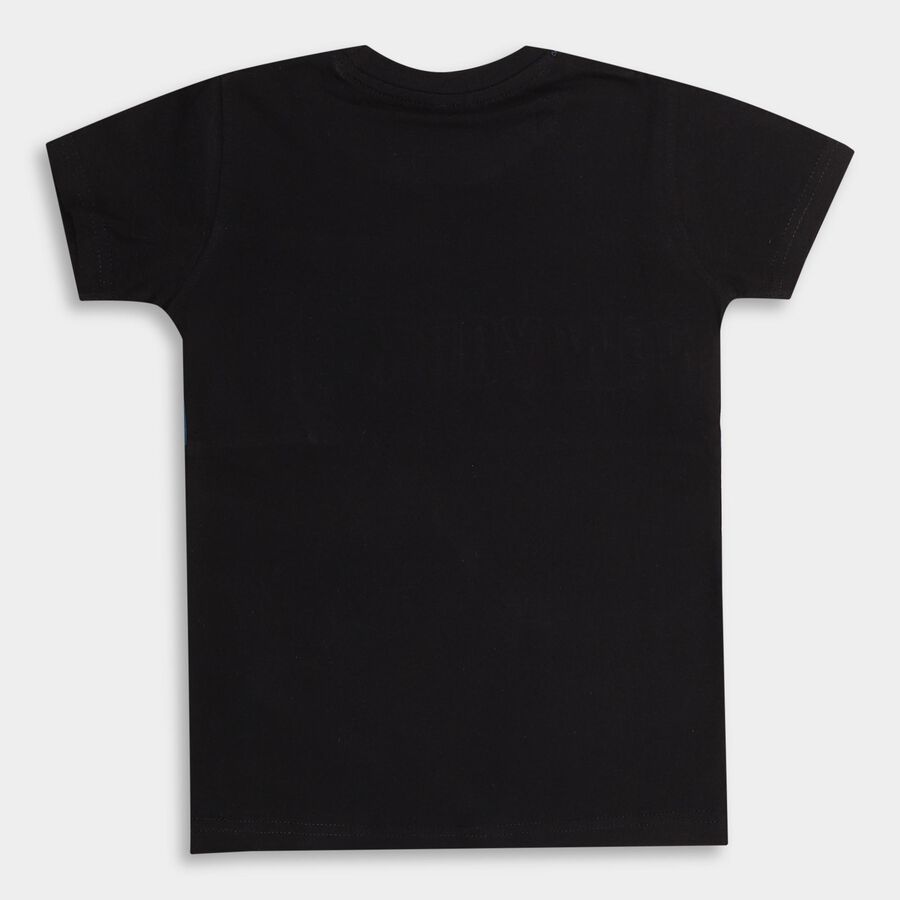 Boys' 100% Cotton Half Sleeves T-Shirt , Black, large image number null