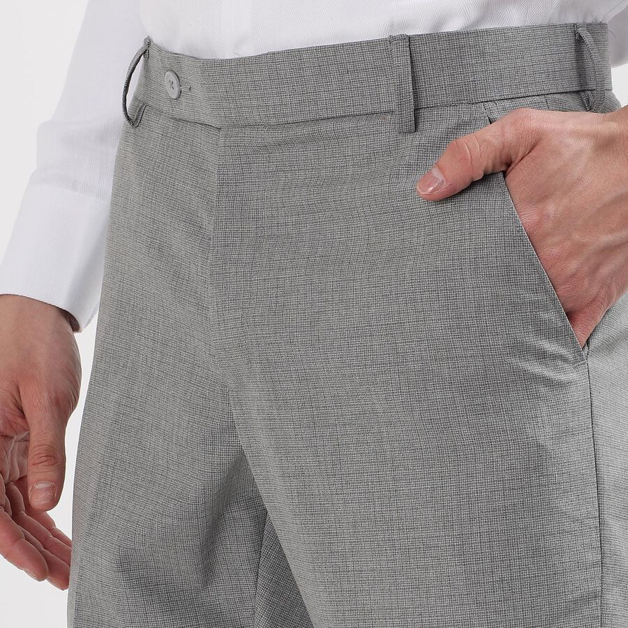 Men's Slim Fit Formal Trousers, हल्का ग्रे, large image number null