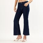 Women's Dark Indigo Flared Fit High-Rise Jeans, Dark Blue, small image number null