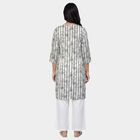Women's Grey Notch Neck Textured Straight Kurta, Light Grey, small