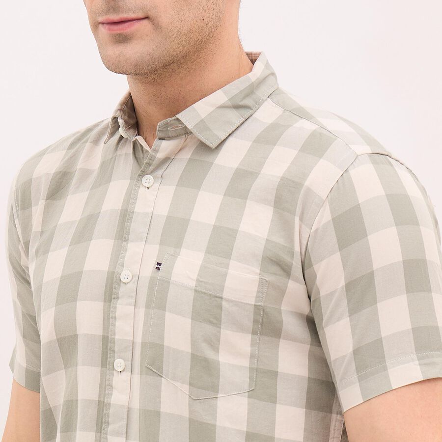 Men's 100% Cotton Regular Collar Casual Shirt, Olive, large image number null