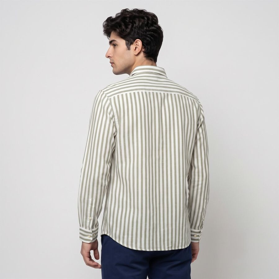 Men Grey 100% Cotton Long Sleeves Collared Shirt, हल्का ग्रे, large