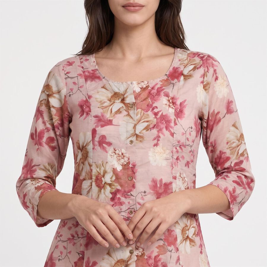 Women's Pink Floral Printed Ethnic Set, गुलाबी, large