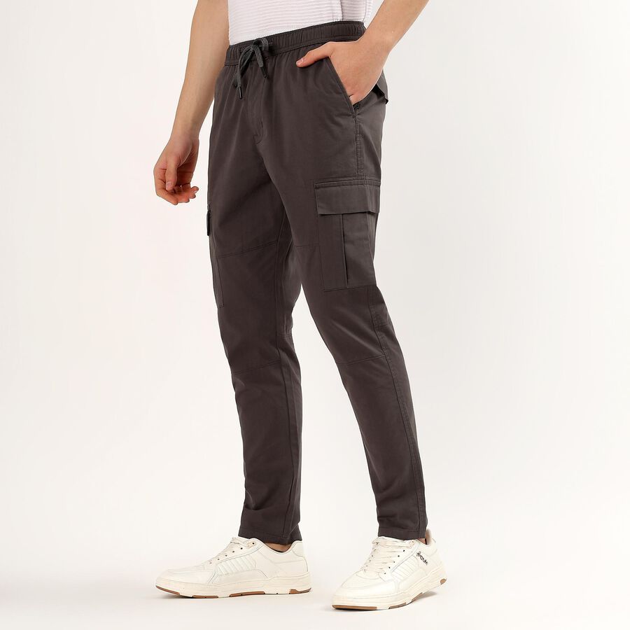 Men's Slim Fit Casual Trousers, Dark Grey, large