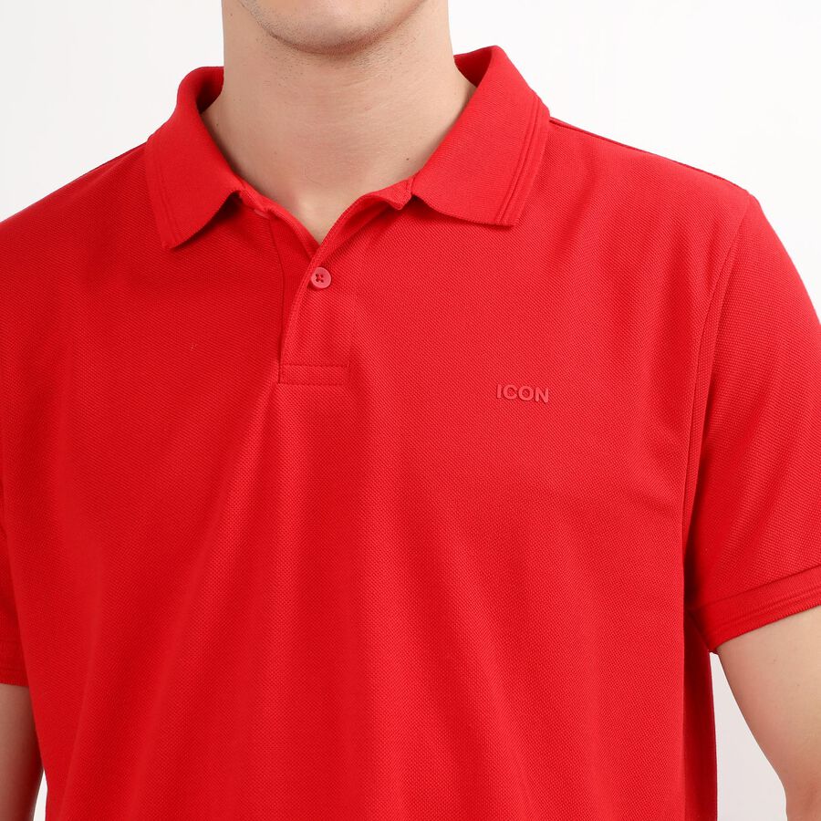 Men's Collared Half Sleeves T-Shirt, लाल, large