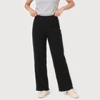 Women Black Straight Fit Seam Detail Track Pants, काला, small