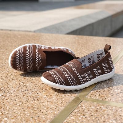 Women's Brown Geometric Slip-On Casual Shoes