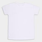 Boys Bright Snow White Crew Neck Casual T-Shirt, सफ़ेद, small image number null