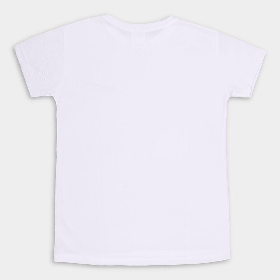 Boys Bright Snow White Crew Neck Casual T-Shirt, सफ़ेद, large image number null