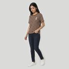 Women's Brown Round Neck Regular T-Shirt, भूरा, small