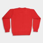 Boys Bright Cherry Red Crew Neck Casual Pullover, लाल, small image number null