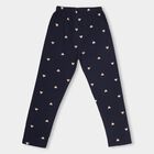 Girls' Dark Navy Blue Heart Printed Cotton Blend Pyjama, नेवी ब्लू, small image number null