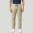 Men's Green Slim Fit Casual Trousers, Light Green, small