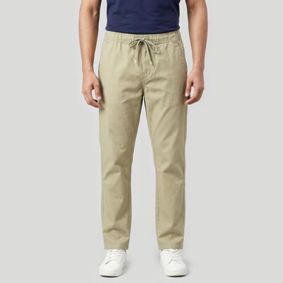 Men's Green Slim Fit Casual Trousers