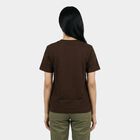 Women's Brown Cotton Round Neck Casual T-Shirt, Brown, small