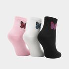 Women's Assorted Regular Fit Butterfly Print Pack of 3 Socks, चुनिंदा, small