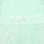 Girls' Mint Green Fit and Flare Floral Applique Party Wear Frock, हल्का हरा, small
