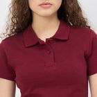 Women's Wine Polo Collar Classic T-Shirt, वाइन, small