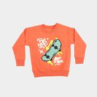 Boys' Peach Crew Neck Pullover Sweatshirt, पीच, small