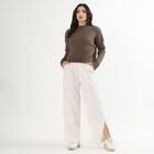 Women's Muted Beige Crew Neck Casual Pullover, गहरा पीला, small image number null