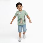 Boys Light Sage Green Cotton Round Neck Casual T-Shirt, Light Green, small image number null