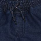 Boys' Navy Blue Straight Fit Drawstring Waist Jeans, Dark Blue, small