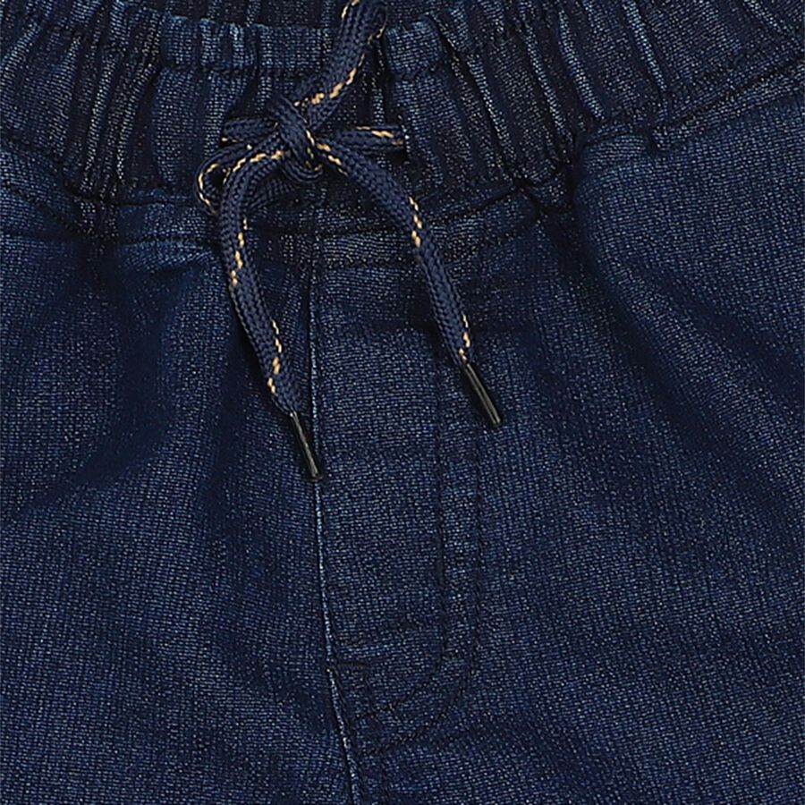 Boys' Navy Blue Straight Fit Drawstring Waist Jeans, Dark Blue, large