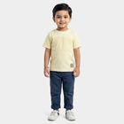 Boys Yellow Round Neck Casual T-Shirt, Yellow, small